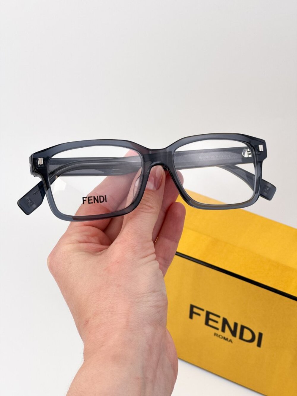Fendi FE50030I 089 Rectangular Eyeglasses – Shiny Dark Blue